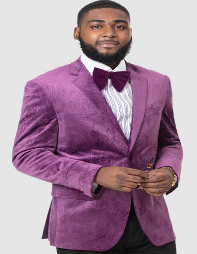 Paisley Blazer - Prom Tuxedo Dinner Jacket - Velvet Sport Jacket in Color Purple 1   - from alligatorwarehouse.com