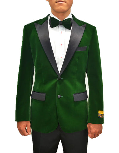 Mens Classic Satin Velvet Tuxedo Dinner Jacket in Hunter Green 1 LD-4191  - from alligatorwarehouse.com