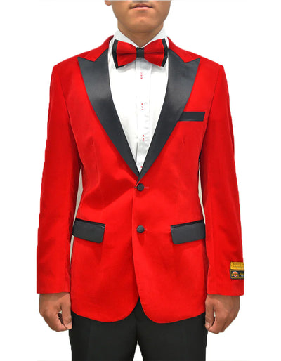 Mens Classic Gorgeous Velvet Fabric Tuxedo Dinner Jacket in Red 1 QA-7485  - from alligatorwarehouse.com