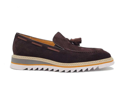 Venetian Suede Loafer with Calfskin Tassel 1 KS550-06SBROWN9  - from alligatorwarehouse.com