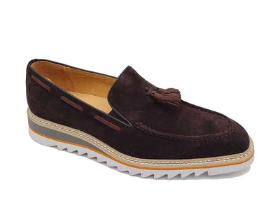 Venetian Suede Loafer with Calfskin Tassel 2 KS550-06SBROWN9  - from alligatorwarehouse.com