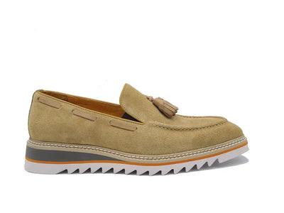 Venetian Suede Loafer with Calfskin Tassel 3 KS550-06SBROWN9  - from alligatorwarehouse.com