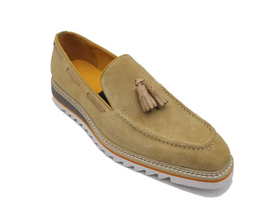 Venetian Suede Loafer with Calfskin Tassel 4 KS550-06SBROWN9  - from alligatorwarehouse.com