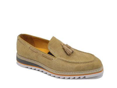 Venetian Suede Loafer with Calfskin Tassel 5 KS550-06SBROWN9  - from alligatorwarehouse.com