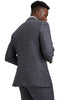 Men's Stacy Adams Peak Lapel Suit with Double Breasted Vest in Charcoal Grey Windowpane Plaid 5 SM163H1-12-38R  - from alligatorwarehouse.com