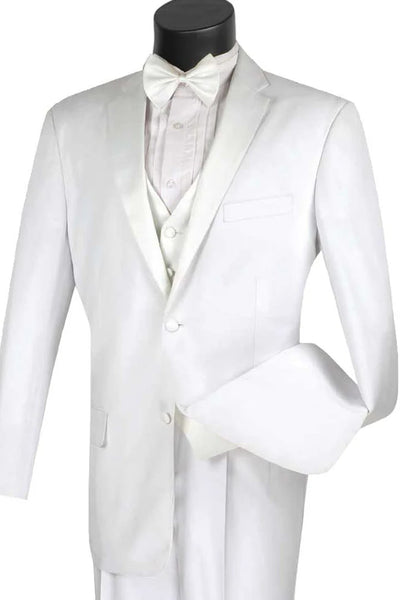 All White Mens Tuxedo -  Wedding Suit - Mens 2 Button Vested Classic Tuxedo In White 1   - from alligatorwarehouse.com
