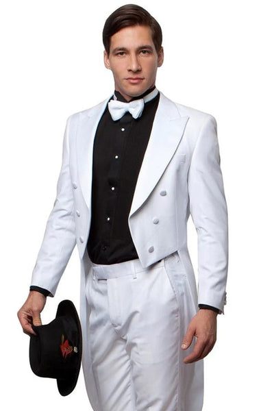 All White Mens Tuxedo -  Wedding Suit -Men's Classic Designer Long Tail Tuxedo In White 1   - from alligatorwarehouse.com