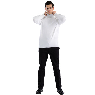 MENS WHITE PULLOVER TURTLENECK SWEATER 1   - from alligatorwarehouse.com
