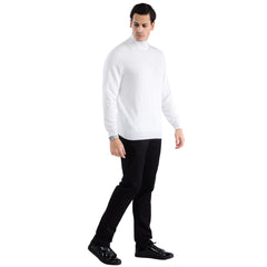 MENS WHITE PULLOVER TURTLENECK SWEATER