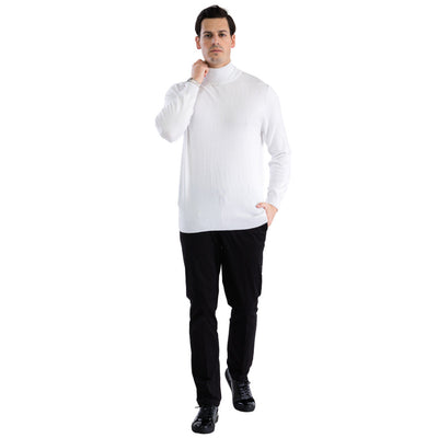 MENS WHITE PULLOVER TURTLENECK SWEATER 4   - from alligatorwarehouse.com