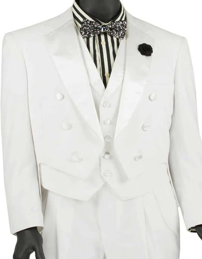 All White Mens Tuxedo -  Wedding Suit - Mens Classic Vested Tail Wedding Tuxedo In White 1   - from alligatorwarehouse.com