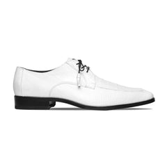 Marco Di Milano Merida White Oxfords Lizard & Caiman Crocodile Shoes