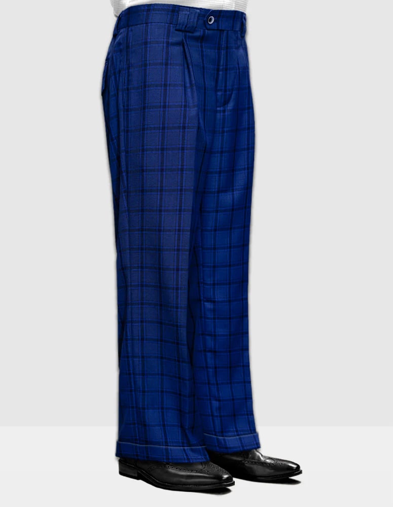 Statement Clothing | ﻿Wide Leg Plaid Pants Sapphire