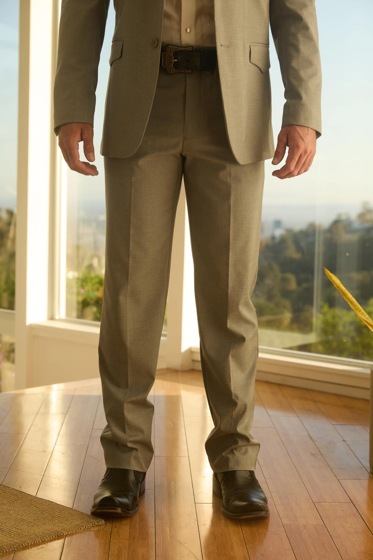 Mens Grey Western Sport Suit with Elbow Patches – Rugged Classic Style