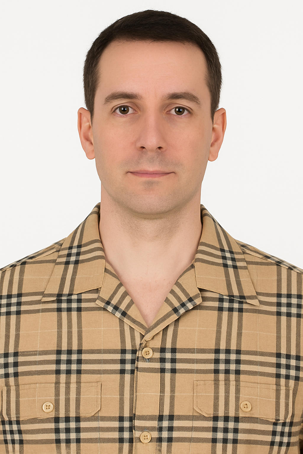 Beige Check Button Shirt for Men – Casual Plaid Design