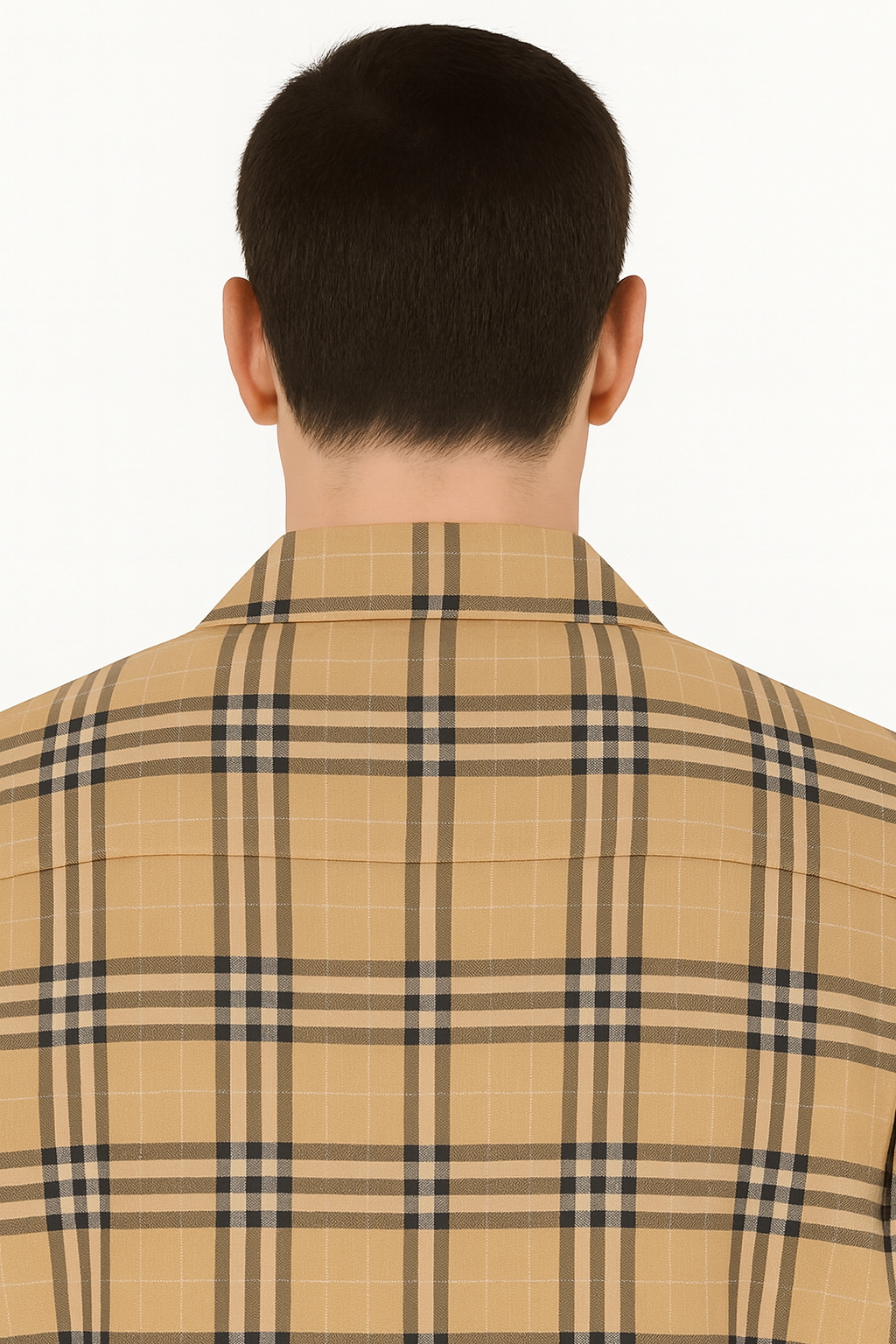 Beige Check Button Shirt for Men – Casual Plaid Design