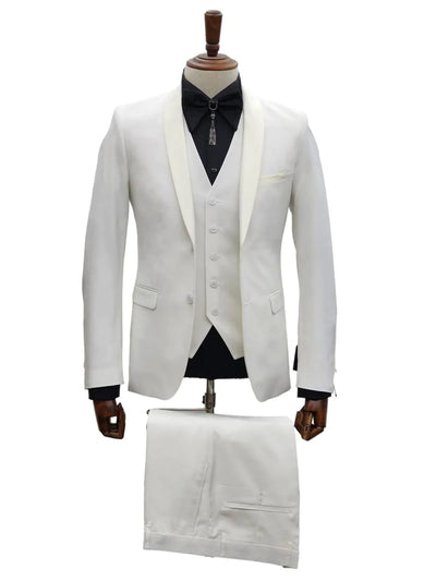 Ivory Tuxedo - Cream Wedding Suit  - Off White Groom 2 Button Lapel Suit 1   - from alligatorwarehouse.com