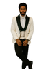 Hilton White and Black Paisley Peak Lapel Tuxedo Jacket with Matching Shawl Vest and Wool Pants – Includes Bow Tie 9   - from alligatorwarehouse.com