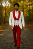 Hilton White and Red Paisley Peak Lapel Tuxedo Jacket with Matching Shawl Vest and Wool Pants – Includes Bow Tie 3   - from alligatorwarehouse.com