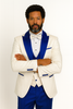 Hilton White and Royal Blue Paisley Peak Lapel Tuxedo Jacket with Matching Shawl Vest and Wool Pants – Includes Bow Tie 9   - from alligatorwarehouse.com