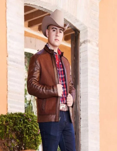 Woven Fine Leather Western Jacket 1   - from alligatorwarehouse.com