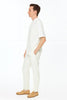 Mens White Banded Collar Two-Piece Set – Short Sleeve Shirt and Pants Banded Collar Linen Fabric 2   - from alligatorwarehouse.com