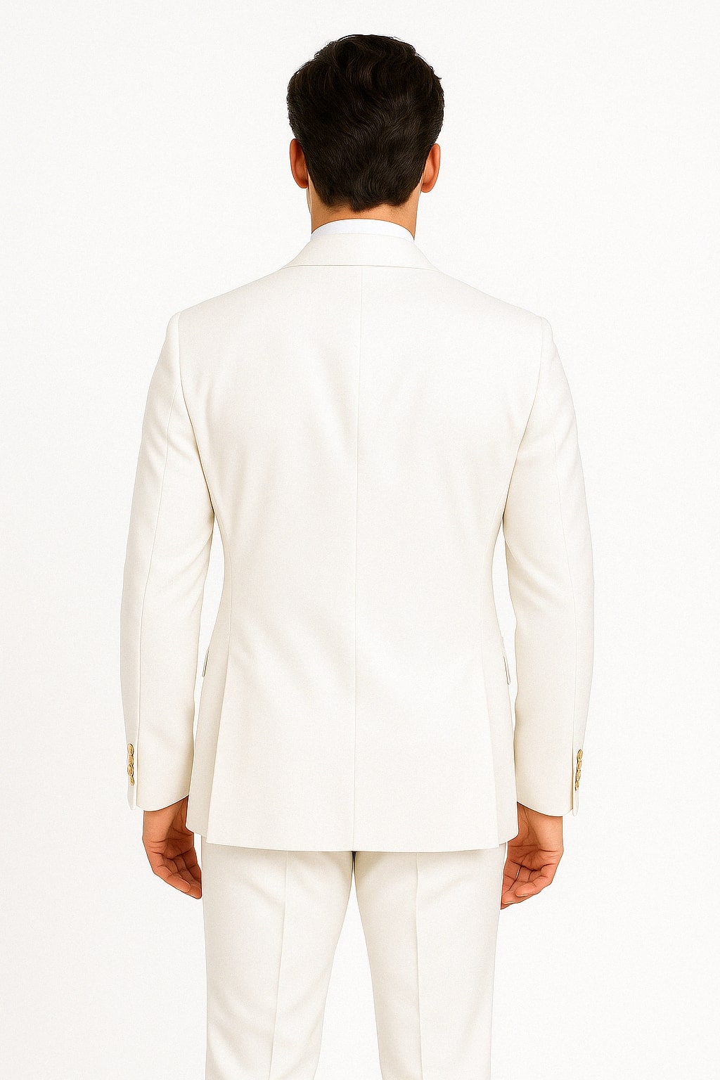 Mens White Double-Breasted Suit with Gold Buttons ƒ?? Formal Slim Fit 2-Piece Set