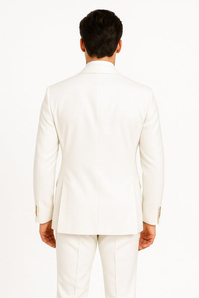 Mens White Double-Breasted Suit with Gold Buttons ƒ?? Formal Slim Fit 2-Piece Set 3   - from alligatorwarehouse.com