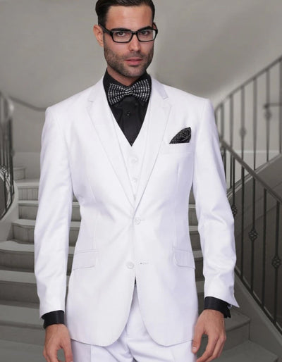 Mens High Quality 2 Button Wool Funeral Suit in White 1 YC-3188  - from alligatorwarehouse.com