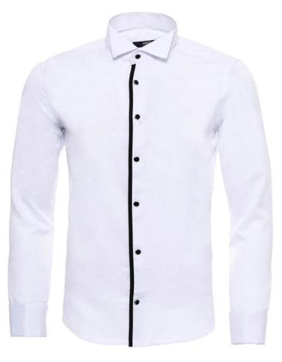 Black Stripe Detailed White Men Tuxedo Shirt 1   - from alligatorwarehouse.com