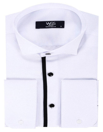 Black Stripe Detailed White Men Tuxedo Shirt 2   - from alligatorwarehouse.com