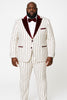 Mens White and Burgundy Pinstripe Tuxedo with Velvet Shawl Lapel and Matching Bow Tie 4   - from alligatorwarehouse.com