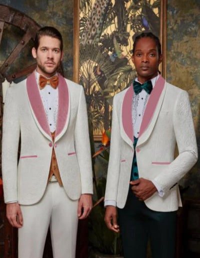 White and Pink Tuxedo - Prom Suit (Jacket + Pants + Vest + Bowtie Package) 6   - from alligatorwarehouse.com