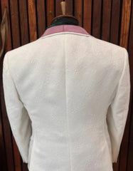 White and Pink Tuxedo - Prom Suit (Jacket + Pants + Vest + Bowtie Package)