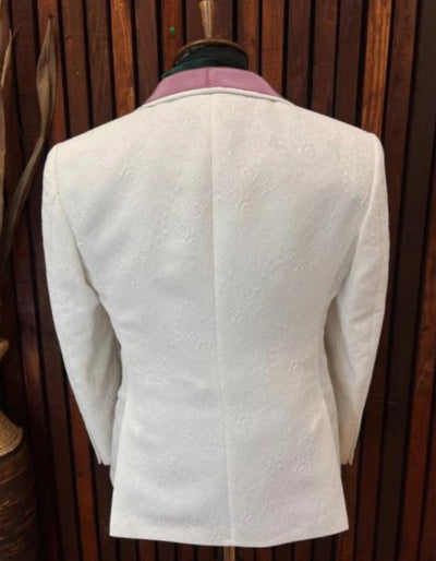 White and Rose Gold Tuxedo Suit - Wedding Groom Vested Suit 2   - from alligatorwarehouse.com