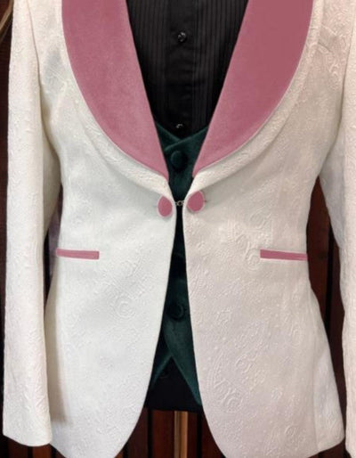 White and Rose Gold Tuxedo Suit - Wedding Groom Vested Suit 5   - from alligatorwarehouse.com