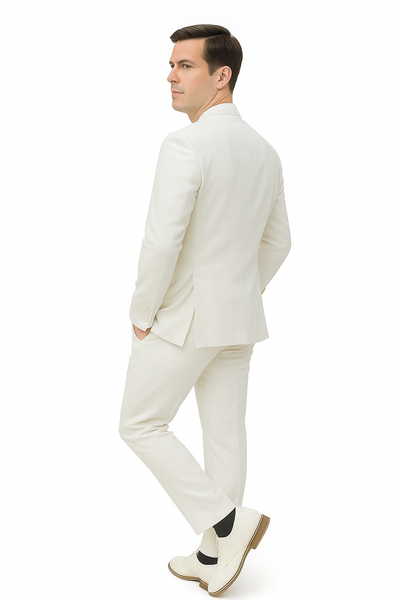 Mens Two Piece Linen Suit Relaxed Hybrid Fit No Collar 17   - from alligatorwarehouse.com