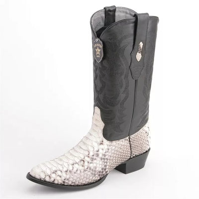 Los Altos Black & White Boots Genuine Python Skin 1   - from alligatorwarehouse.com