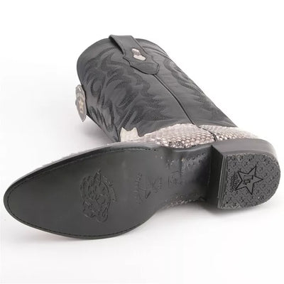 Los Altos Black & White Boots Genuine Python Skin 3   - from alligatorwarehouse.com