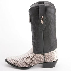 Los Altos Black & White Boots Genuine Python Skin