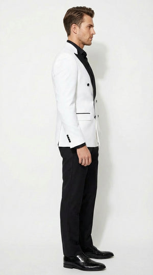 White Double Breasted Blazer Tuxedo Dinner Jacket