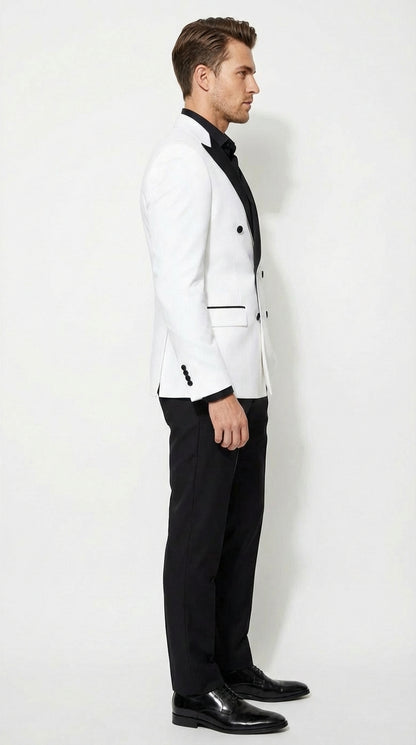 White Double Breasted Blazer Tuxedo Dinner Jacket