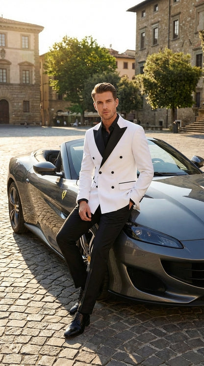 White Double Breasted Blazer Tuxedo Dinner Jacket