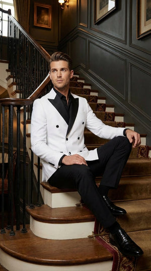 White Double Breasted Blazer Tuxedo Dinner Jacket