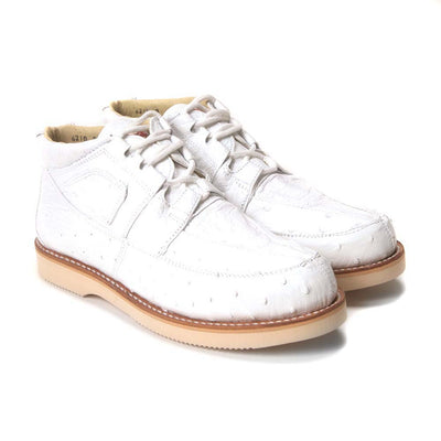 Los Altos Men's Casual White Full Ostrich Sneaker 1   - from alligatorwarehouse.com