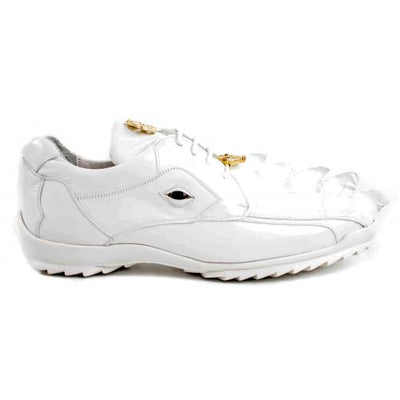 Belvedere Vasco White Genuine Hornback Crocodile  Soft Calf Casual Sneakers with Eyes 1 MEN 336122 WHITE-M-08  - from alligatorwarehouse.com
