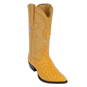 J Toe Cowboy Boots - J Toe Western Boots - Los Altos Buttercup Yellow Gold J-Toe Genuine Ostrich