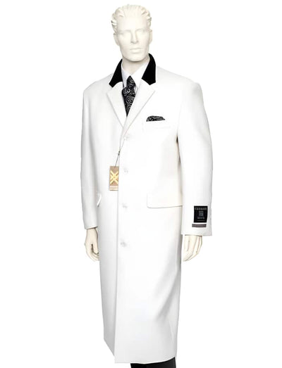 Mens White One Chest Pocket Full Length Coat Duster Maxi Coat 1   - from alligatorwarehouse.com