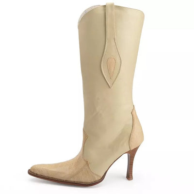 Los Altos Winter White Ostrich Leg Boot 2   - from alligatorwarehouse.com