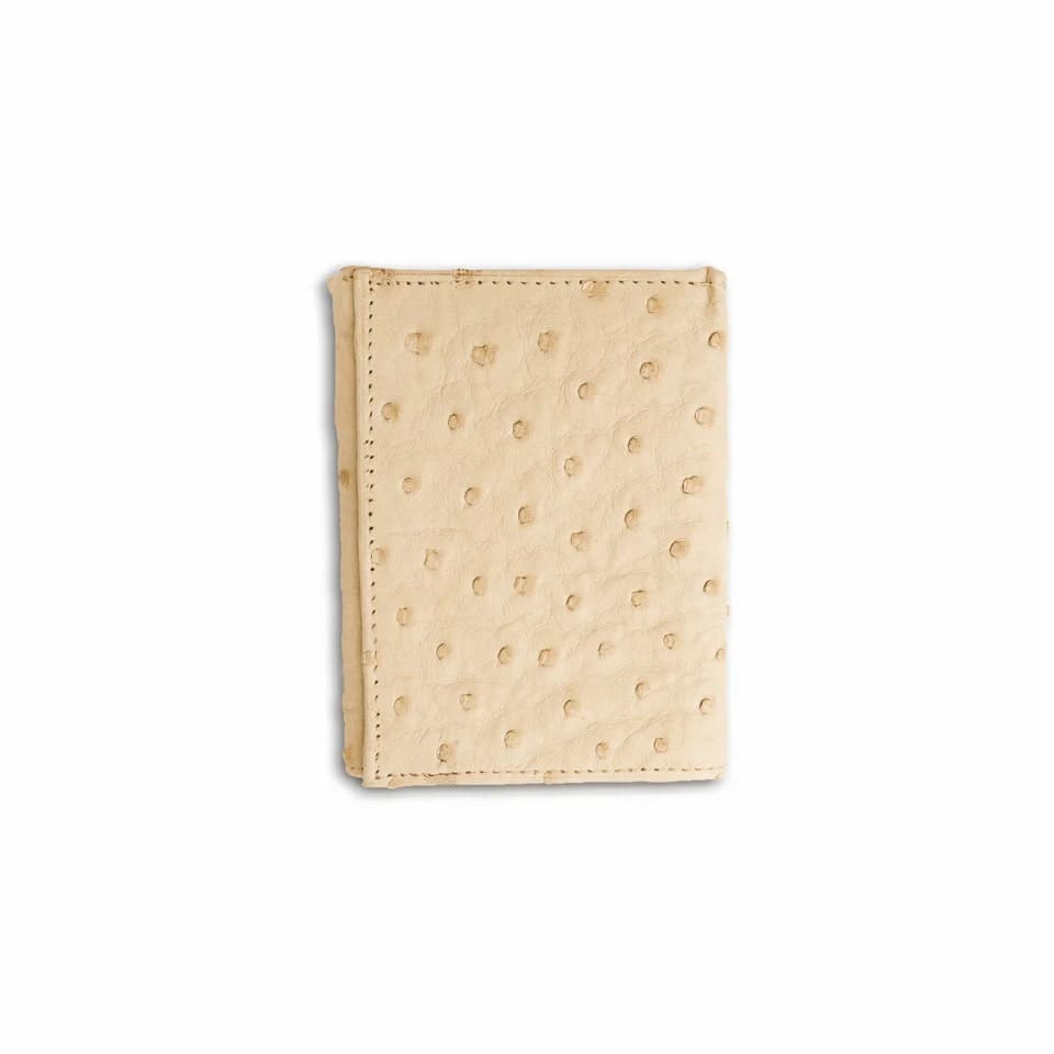 Ferrini Full Quill Ostrich Trifold Winter White 1 AATF-WW  - from alligatorwarehouse.com